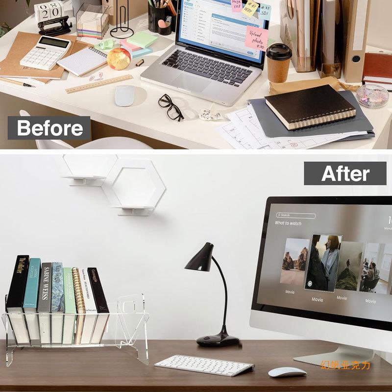 【幻帆】亚克力书架收纳盒桌面透明书本收纳架图书馆展架卧室办公