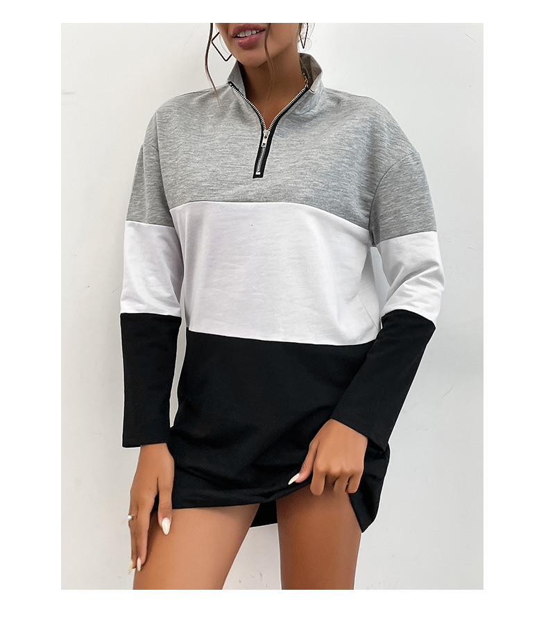 Autumn Women Wear Long Sleeve Contrast Color Sweatshirt Dress 5 Autumn Women Wear Long Sleeve Contrast Color Sweatshirt Dress