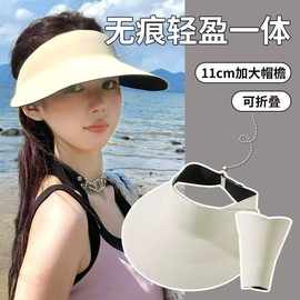 空顶无痕防晒帽女夏季防紫外线冰丝遮阳帽骑车防晒太阳帽帽子批发