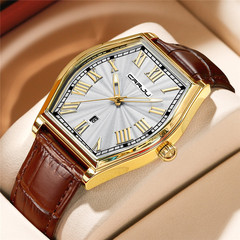 CRRJU/卡俊新款男士中性手錶皮帶款石英簡約時尚休閒日曆商務