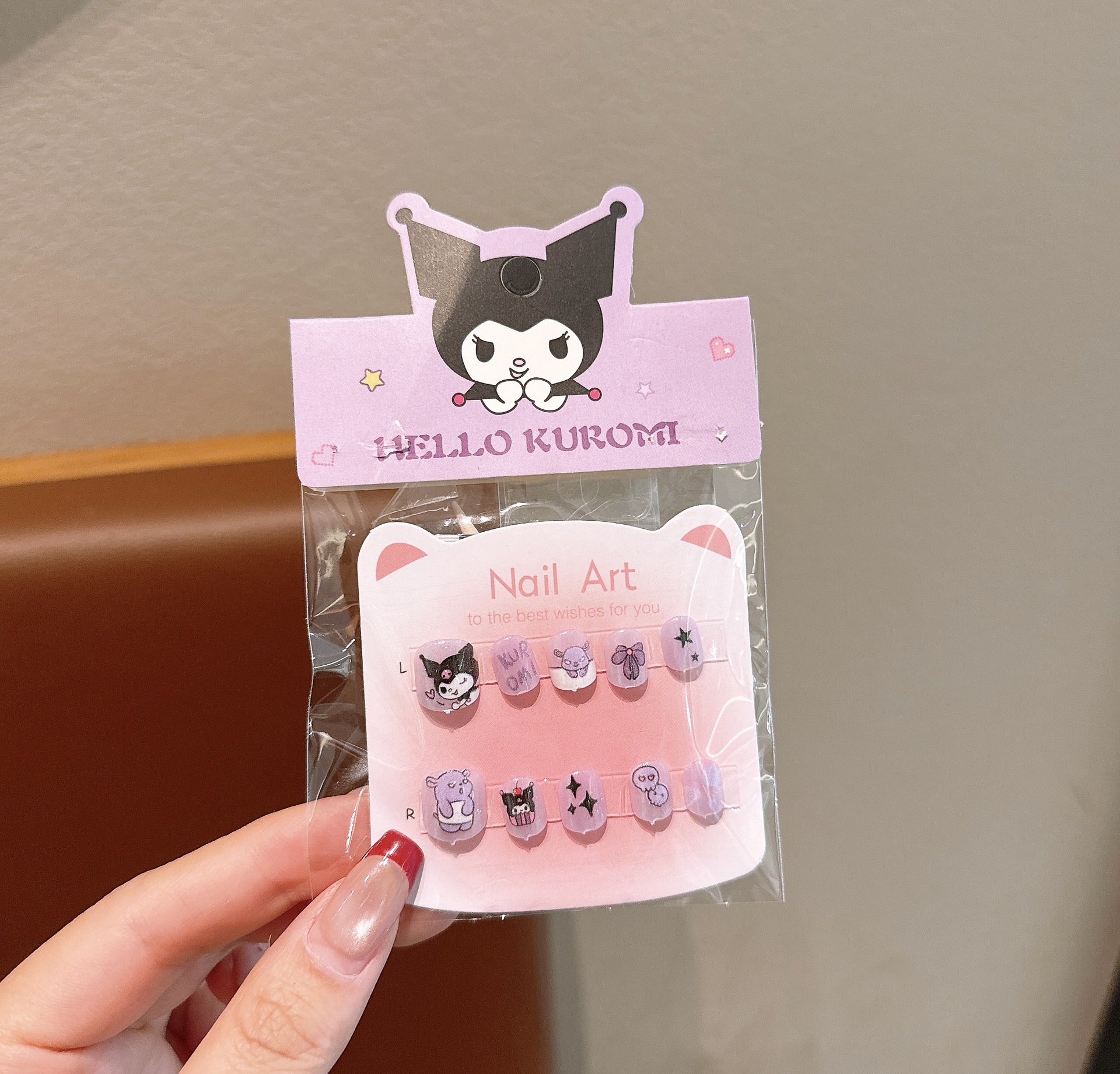 Uñas postizas removibles para niñas, en caja, con diseños de dibujos animados, pegatinas de uñas exquisitas, piezas de uñas.