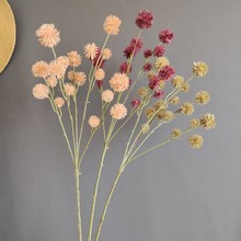 仿真花塑料喷色毛栗冬青果假花毛毛球蒲公英家居装饰插花配材批发