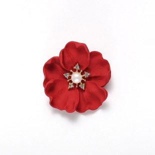 Red Festive Camellia Brooch Simple Freshwater Pearl New Chinese Style Cheongsam Hanfu Brooch Coat Pin
