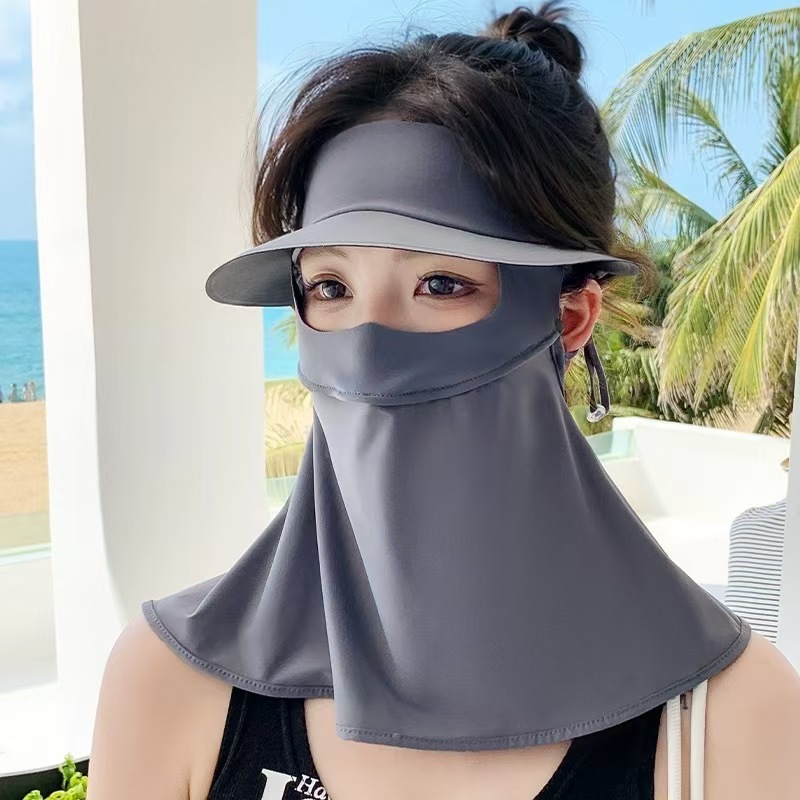 Ciclismo máscara solar para mujeres verano cubre todo el rostro protector anti-UV chaqueta máscara de hielo máscara de sombreador solar velo transpirable