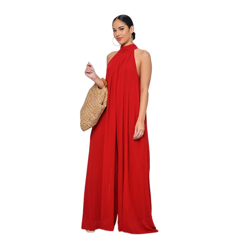 350g Weight Full Length Pants Length Polyester, Chiffon Fabric Type Mid Waist Waist Line Jumpsuits Pants Type Inelastic Elasticity Holiday, Family Gathering, Tea Party Occasion Loose Fit Type Solid Color Pattern Summer, Spring Season Women's Gender Simple Style, Classic Style Style Women's Holiday Family Gathering Tea Party Simple Style Classic Style Solid Color Full Length Jumpsuits 27