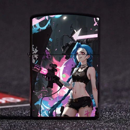 League of Legends Jinx Kerosene Lighter Anime Mobile Game Harley Quinn Internet Celebrity Windproof Lighter