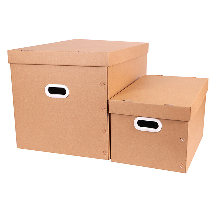Special Hard Kraft Paper Box Storage Carton Strong Bearing Major Capacity Moving Carton with Lid Convenient Moving Storage Box