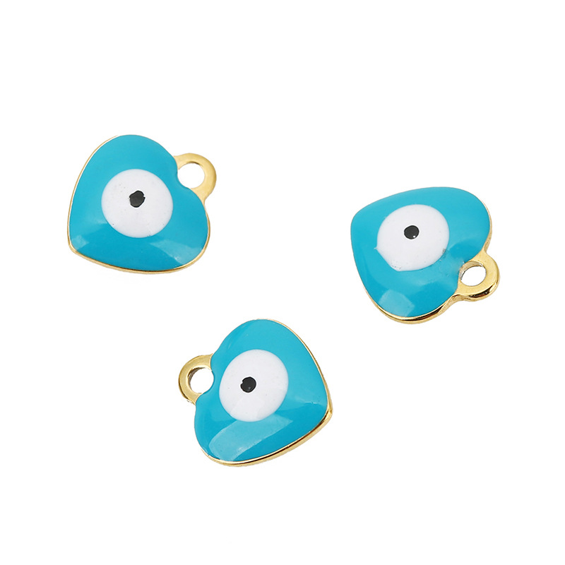 DIY Jewelry Accessories Classification 20 PCS/Package 8*10mm Hole 1~1.9mm 304 Stainless Steel Heart Shape Eye Pendant
