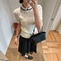 立领修身打底法式针织衫
