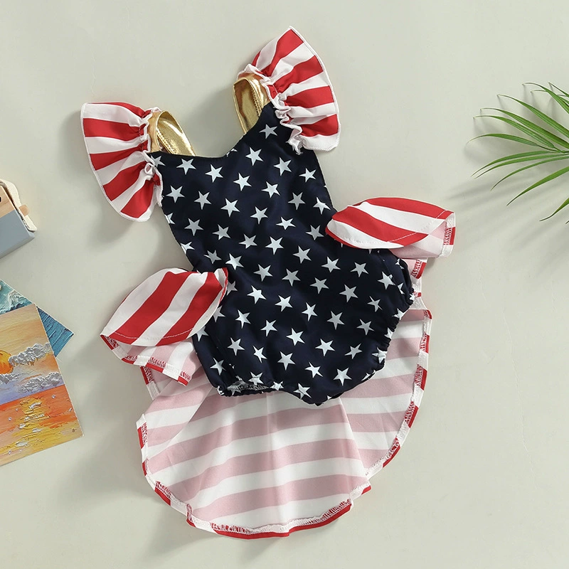 European and American INS cross -border national flag independent day skirts connecting the body of the foreign trade explosion conjoined conjoined climbing sleeves