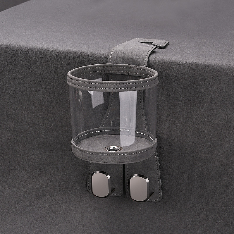 Back Headrest Cup: Qìchē Car cup holder/beverage holder - cup-holder-hook-double-hook-brown