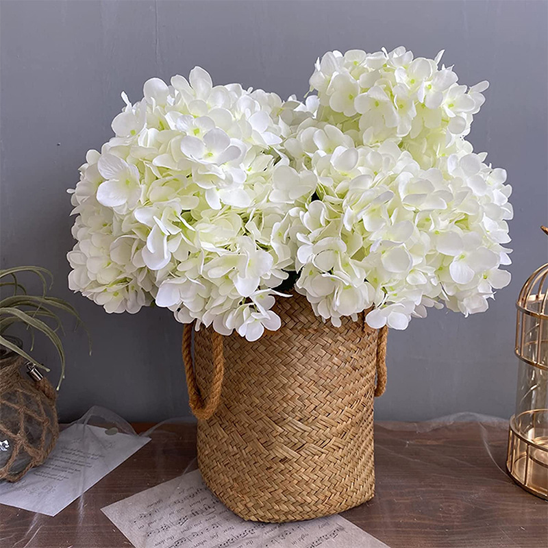 Flores de imitación de alta gama de una sola rama sensación de gran hortenida cabeza de hortenida decoración de mesa de comedor para el hogar accesorios de fotografía