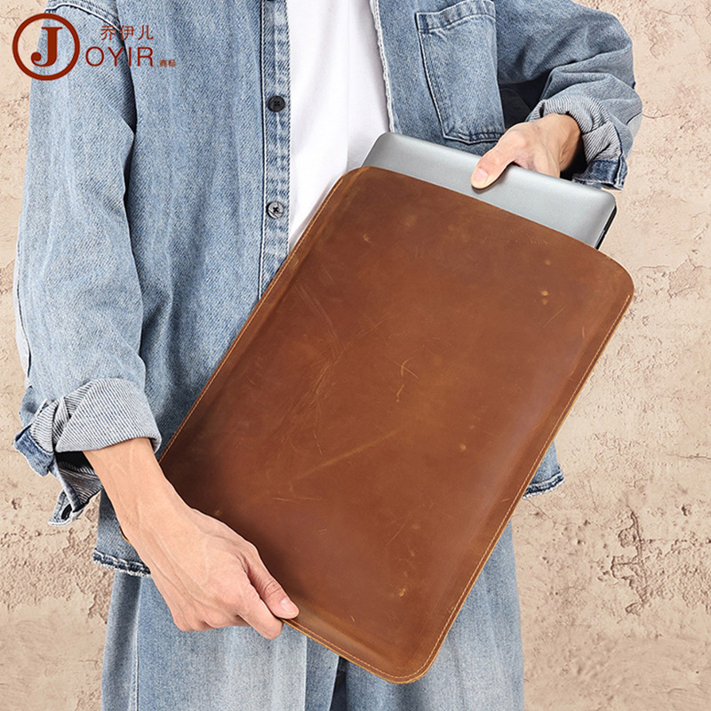 (2개) 16.2 인치 맥북 프로 보호 케이스 미친 말 가죽 태블릿 가방에 적합한 가죽 컴퓨터 슬리브 가방