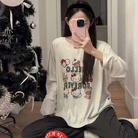 莫代尔睡衣女长袖女款2026新款kitty猫薄款慵懒可外穿家居服套装