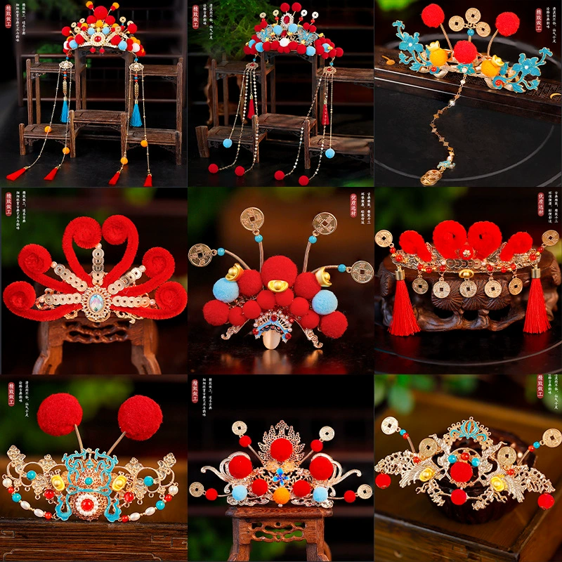 Universal Hanfu, red colored festive hair accessory