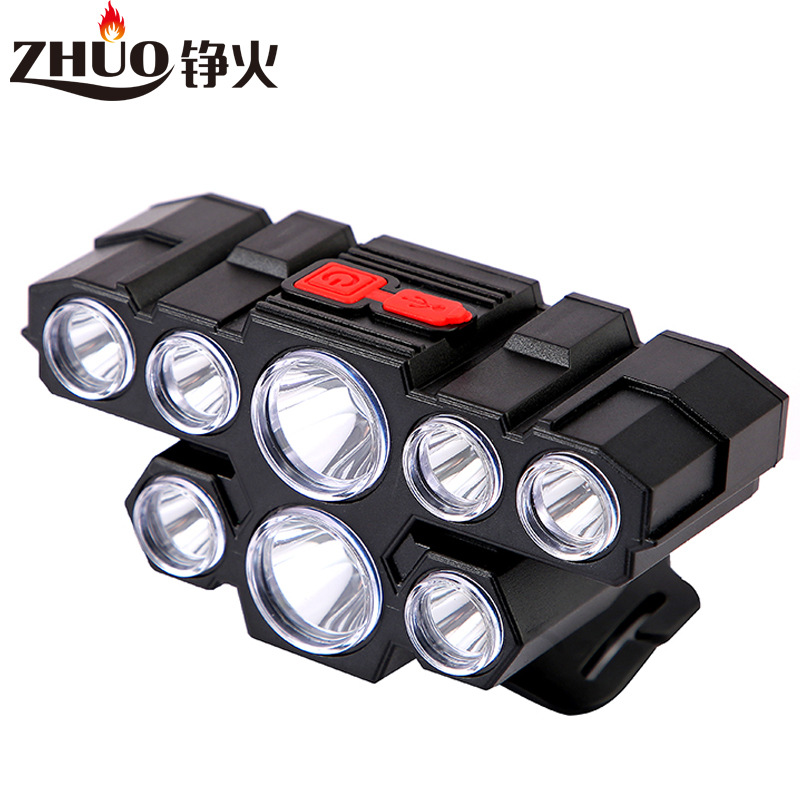 LED头灯 强光夜骑矿灯USB充电 强光头灯 COB户外多功能露营夜钓灯