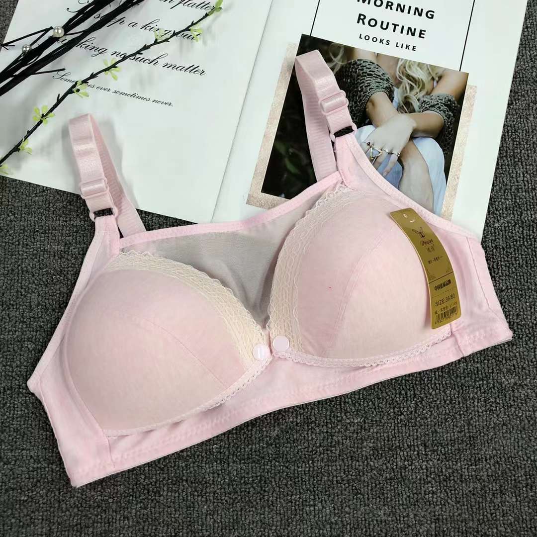 La hebilla delantera de las mujeres embarazadas sujetador de enfermería sin costuras de enfermería empuja hacia arriba anti-flacidez sujetador de taza grande ropa interior de enfermería taza delgada