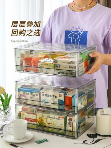 Medicine Box Home Drug Storage Box Household Drawer Style Medicine Storage Cabinet Large Capacity Multi-layer Dustproof Transparent Box