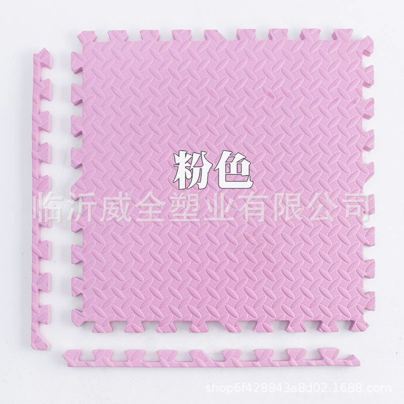 Thickened foam interlocking floor mat for crawling and playtime; soft, non-slip leaf-pattern tiles