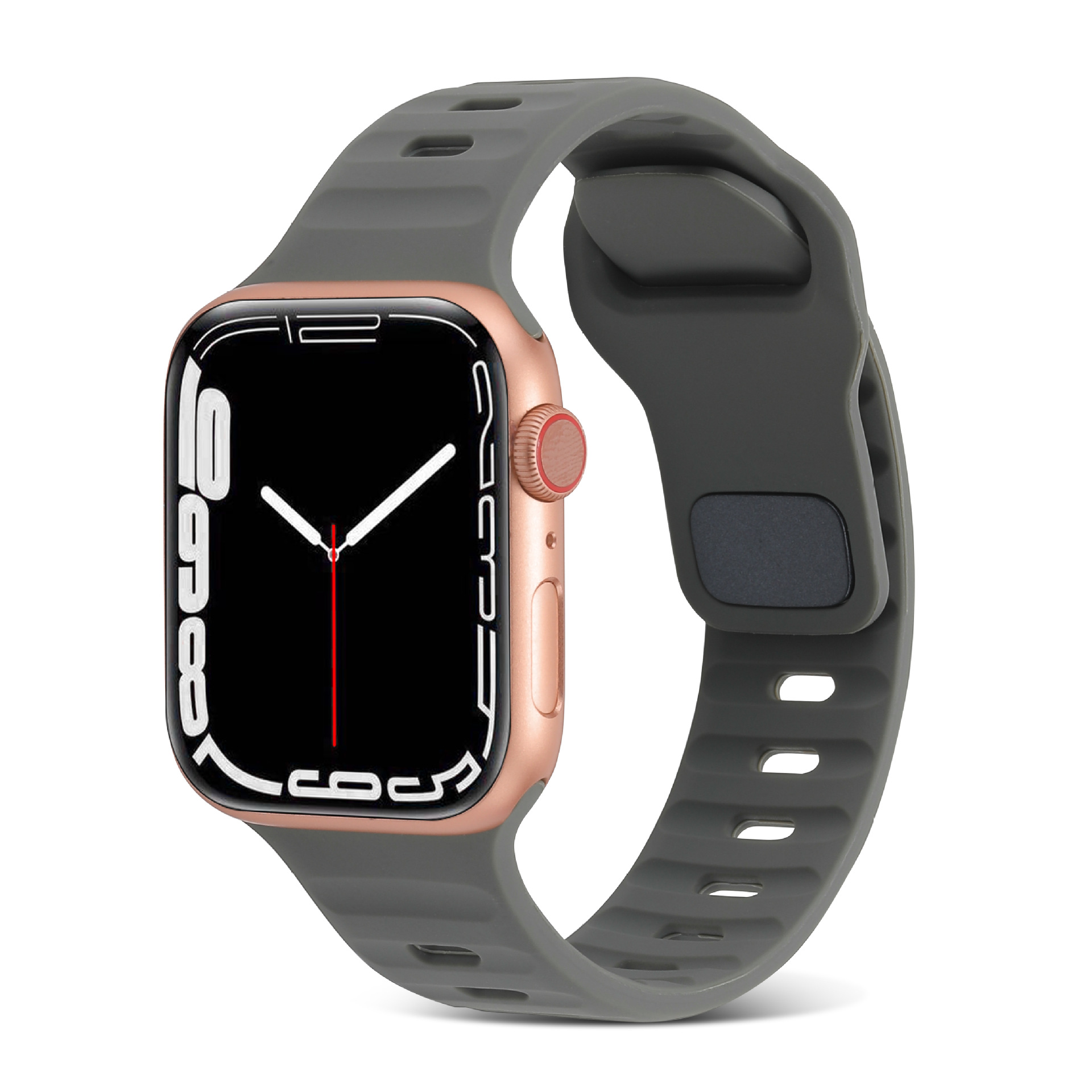 アップルiwatchスマート腕時計バンド345678se運動通気黒角ボタン逆ボタンシリカゲルリストバンド