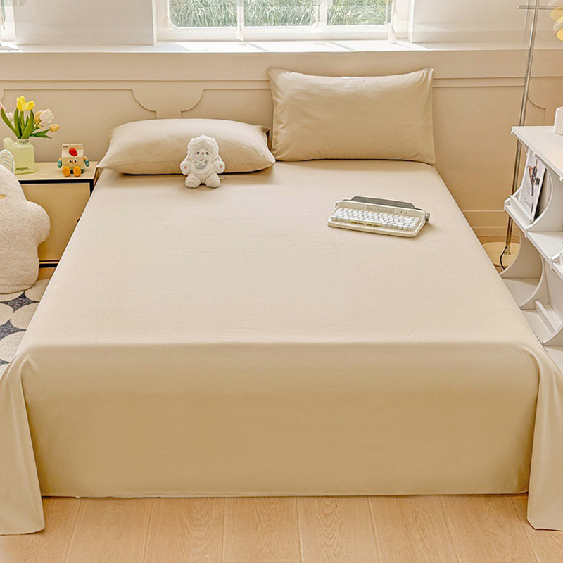 Sábana de algodón lavado de algodón puro pieza individual algodón de verano 100 color sólido cama individual dormitorio de estudiantes juego de tres piezas