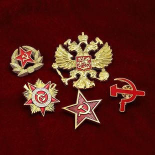 Soviet Union Cap Badge Metal Badge Wholesale Wheat Ear Red Star Sickle Commemorative Badge Birthday Gift Brooch Badge Tide