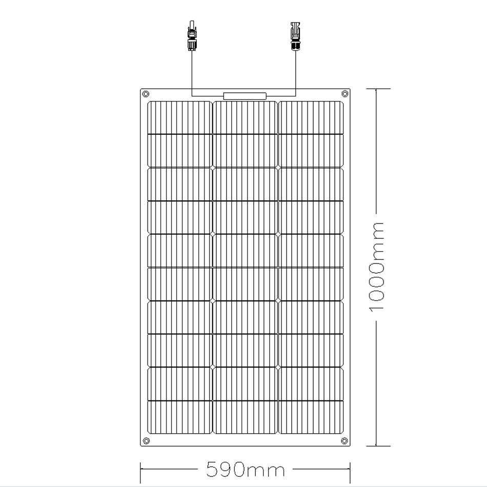 Panel solar flexible monocristalino ETFE de 100W para carga solar en vehículos, panel fotovoltaico ligero y flexible.