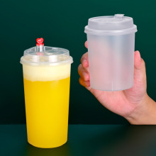 ins热冷饮杯小红书同款直男杯胖胖杯500ml700透明防漏打包奶茶杯