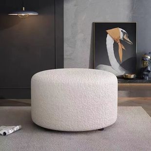 Universal Footstool, Sitting Stool, Living Room Small Stool, Round Bedroom Single Footstool Sofa, Internet Celebrity Lamb Velvet