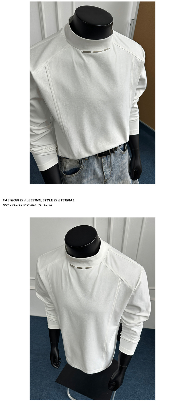 Long-sleeve Men’s T-shirt Casual Deconstructed Style Loose Fit_voghion.com