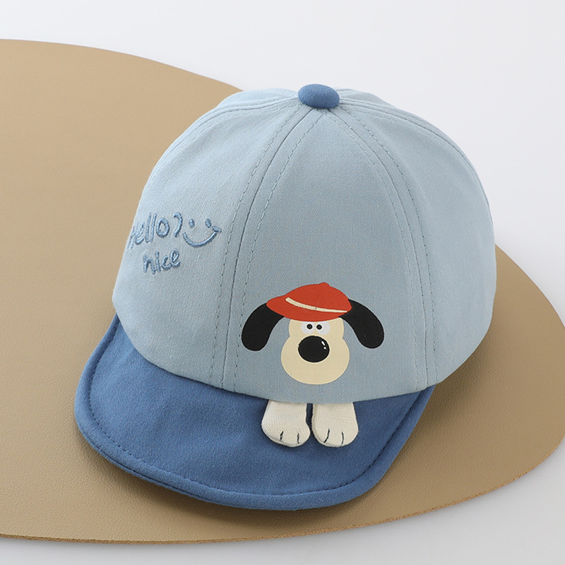Sombreros para bebés primavera y otoño lindos dibujos animados perros suaves gorra de lengua primavera delgada gorra respirada para niños bebés