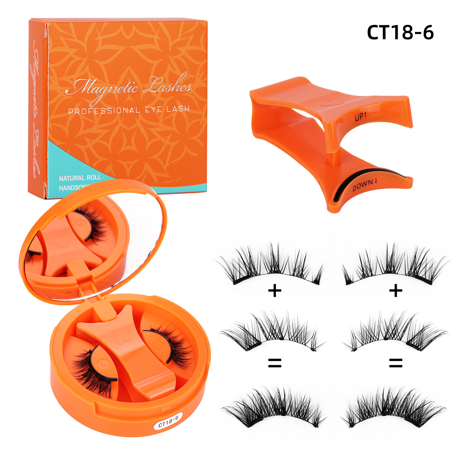 Juego de Pestañas Postizas Magnéticas de 2 Pares de Fibra de Alta Calidad para Maquillaje