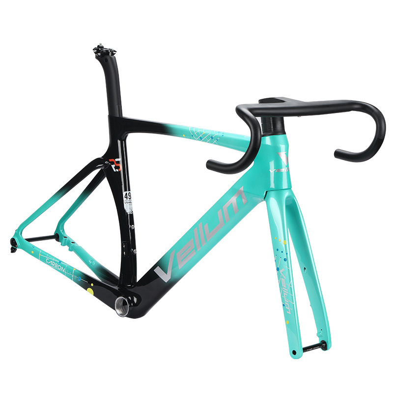 Bianqi Green 2025 New Vellum Rs Carbon Fiber Frame Road Bicycle Windbreaker Frame with Handlebar