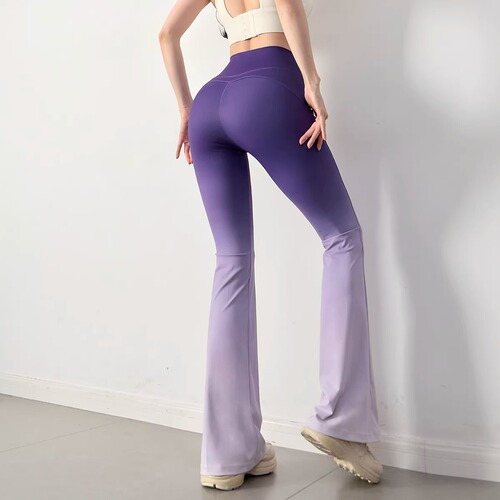 2024 New Peach Butt Yoga Pants Women's Gradient Color Micro-flare Pants High Waist Elastic Sports Pants Fitness Pants