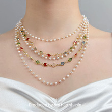 宫廷风多层彩钻珍珠叠戴项链女锁骨链高级感法式温柔气质礼服颈链