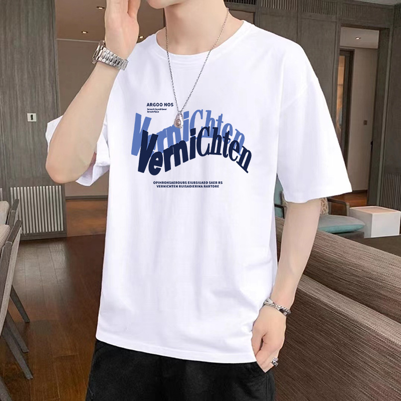 Moda estilo coreano corto moda negro hielo seda manga corta Camiseta cuello redondo Camiseta para hombres y mujeres