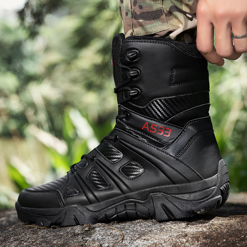 Botas de entrenamiento de fanáticos militares de hombre de gran tamaño transfronterizo, botas tácticas de campamento al aire libre, botas tácticas de montaña de senderismo