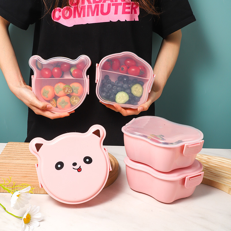 Cute little animal children's snack box mini lunch box compartment lunch box portable baby fruit box student lunch box