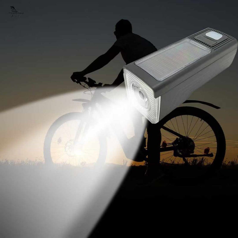 Bocina de bicicleta recargable solar faro luz nocturna para ciclismo de montaña linterna accesorios de bicicleta equipo de ciclismo