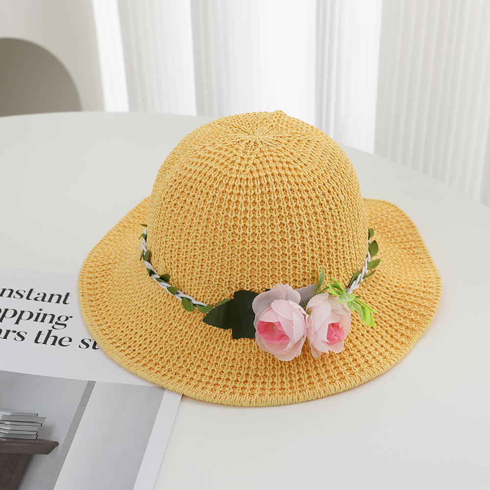 Kids Casual Sun Hat UPF 50+ 2026 New Children's Straw Girls And Boys, Wide-Brimmed Babies, Woven Sun Protection Fisherman Hat For Summer Beach_voghion.com
