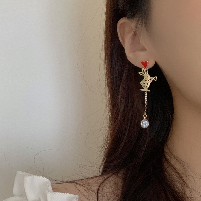 Heart Shape, Flower Pattern Women'S Gender Sweet Heart Shape Flower Alloy Enamel Ear Clips Earrings