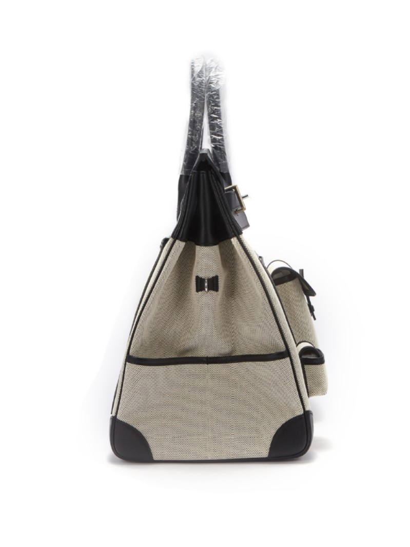 Bolsa de platino directa de fábrica Hac40 bolsas de viaje de color blanco y negro de gran capacidad pulsera de cuero de vaca real de hilo portátil