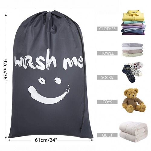 Smile Shape Nylon Laundry Bag Wash Me Travel Storage Pouch