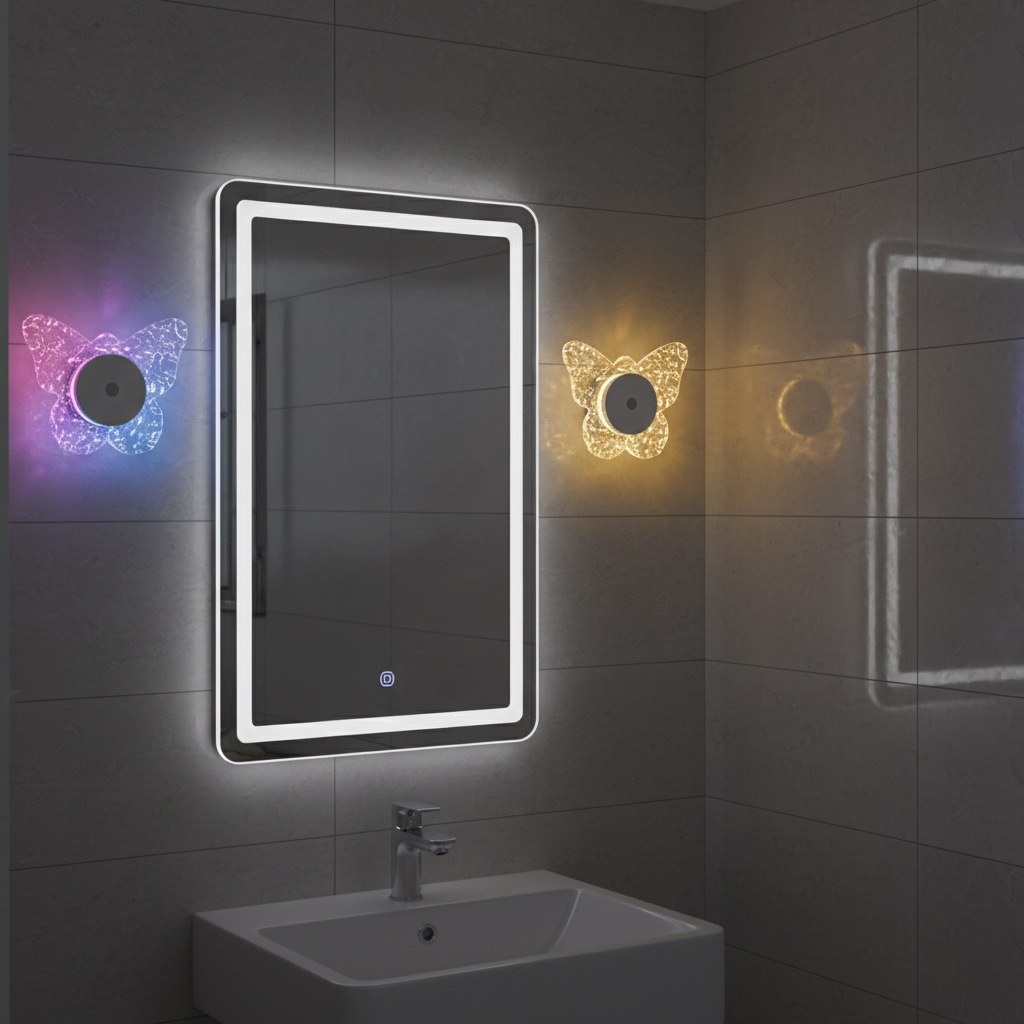 Nuevo transfronterizo mariposa lámpara de pared lámpara de noche inducción humana sin cableado base de absorción de atenuación especial