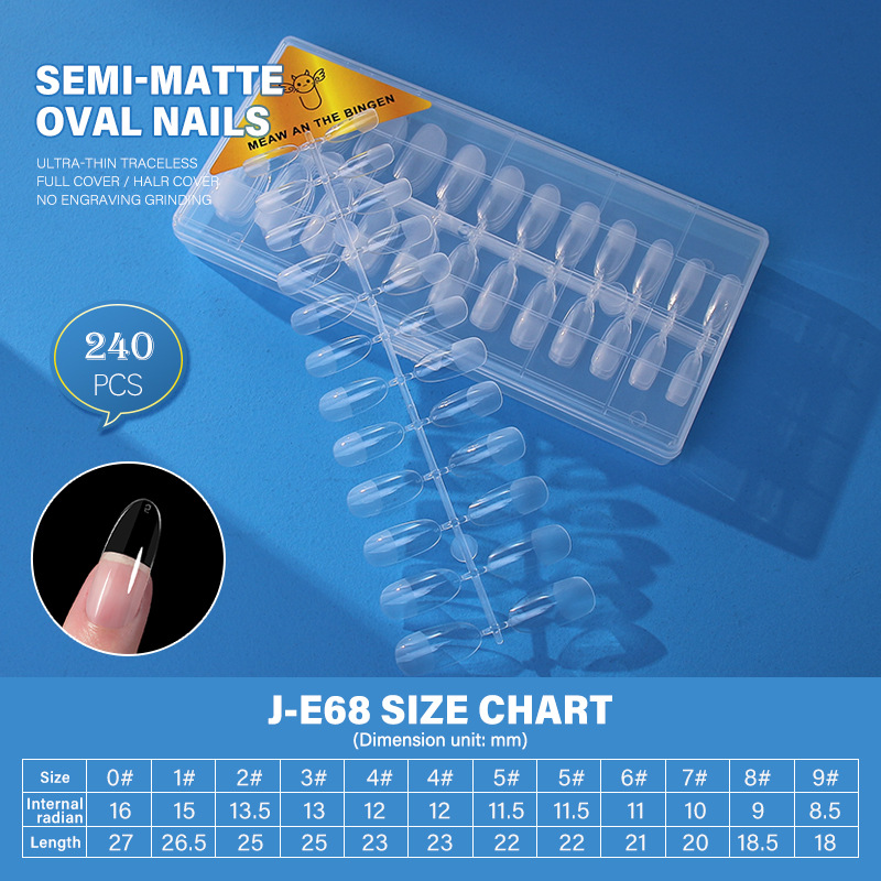 Arco plano europeo y americano sin costura talla libre molienda en caja transparente esmerilado desmontable extensión completa y media de doble uso esmalte de uñas