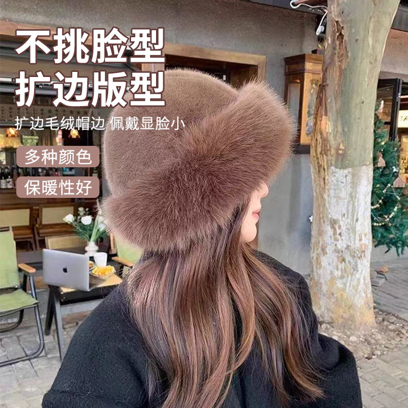 冬季女士保暖护耳蒙古帽 仿貂毛毛绒盆帽 时尚民族帽