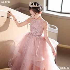 女童礼服粉色生日宴公主裙花童洋气儿童主持人钢琴演奏演出服