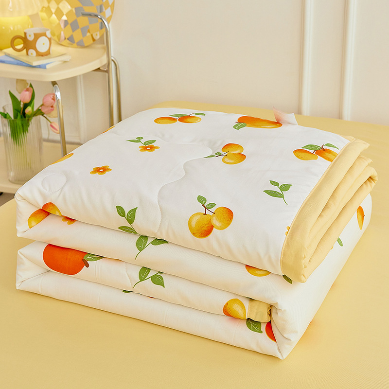 Edredón de verano de algodón y lino lavado, edredón fresco de verano, dormitorio para niños, edredón de aire acondicionado lavable a máquina de cuatro piezas