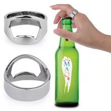 跨境外贸男士创意不锈钢开瓶器戒指 钛钢启瓶器开酒戒指一件代发