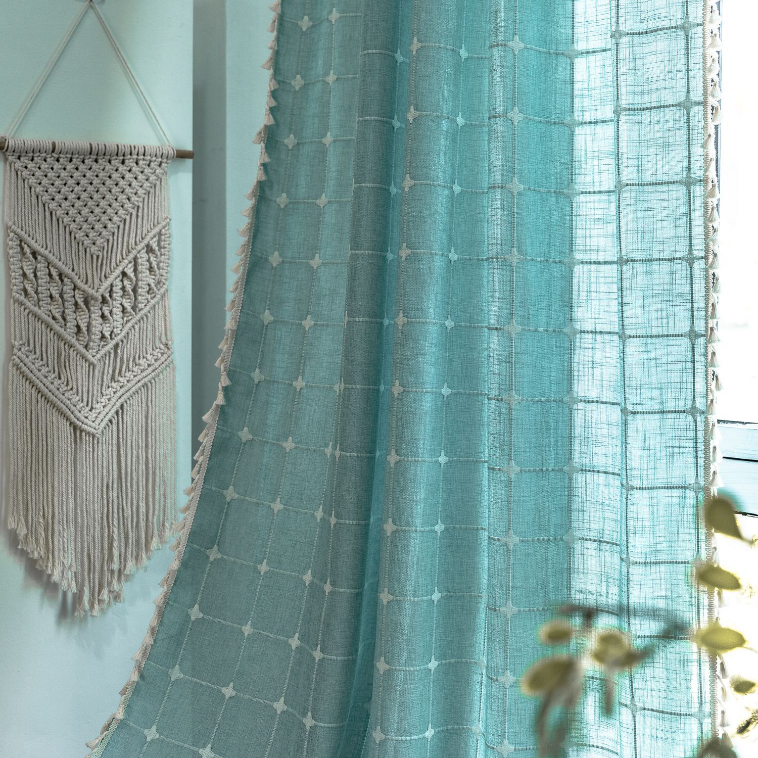 후크 유형-7 옥 녹색. 수 놓은 중간 격자 무늬